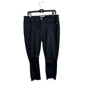 PAIGE Jeans Womens 31 Black Verdugo Ankle Distressed Raw Hem Skinny Stretch